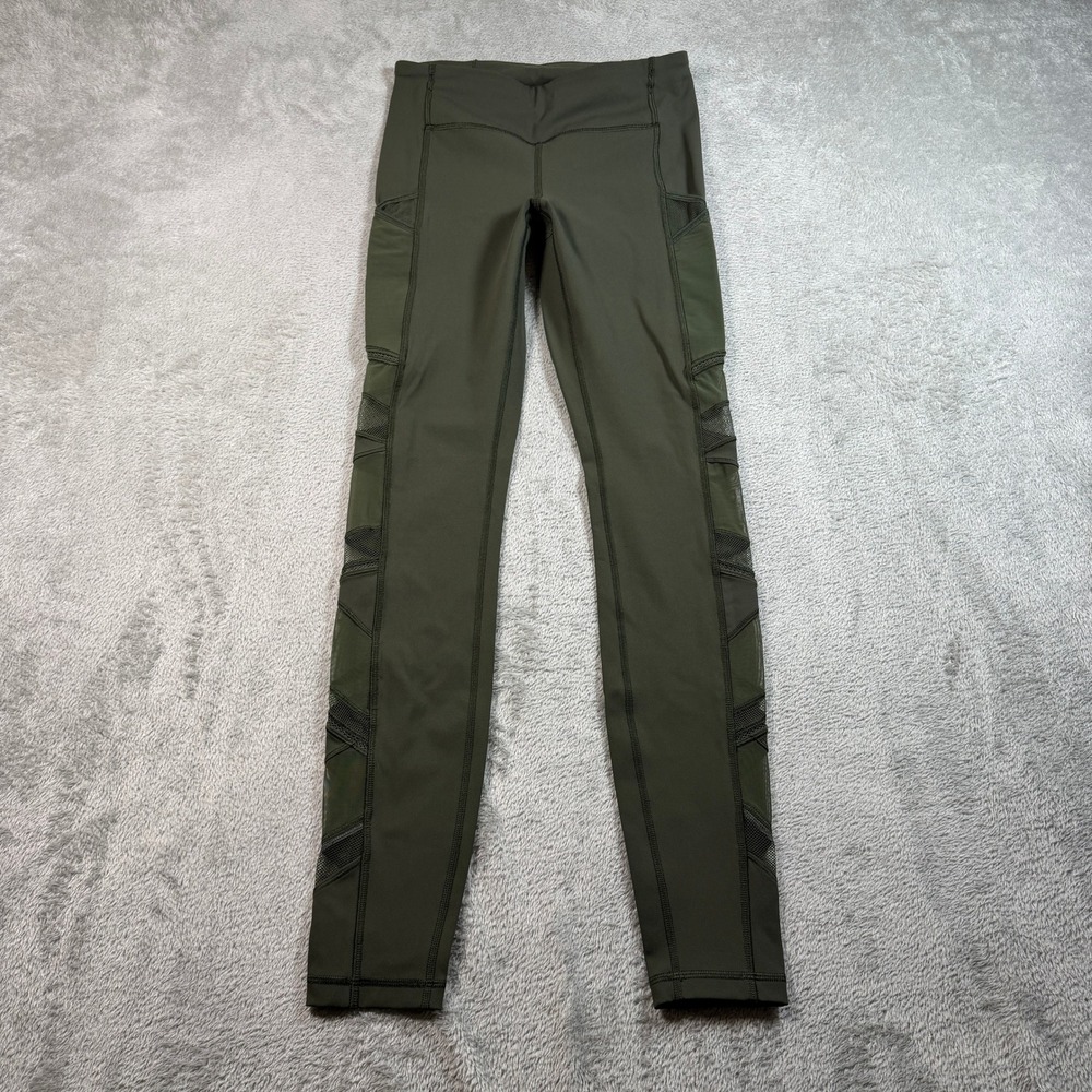 Lululemon Speed Tight Mesh Leggings Women 4 Dark Olive 28" High Rise Luxtreme